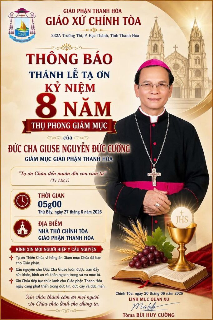 CARITAS THANH HÓA: CHÚC MỪNG KỶ NIỆM 8 NĂM THỤ PHONG GIÁM MỤC ĐỨC CHA GIUSE NGUYỄN ĐỨC CƯỜNG